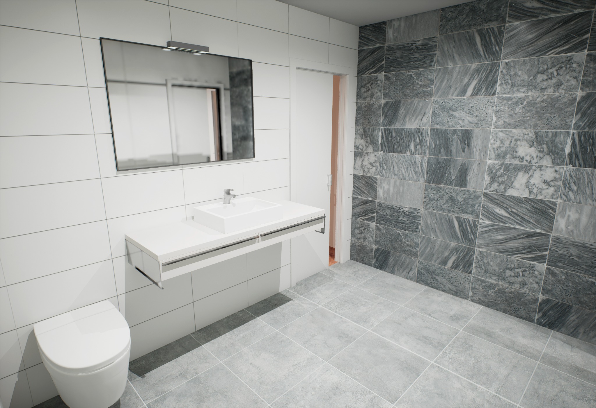 Visualización del baño de la vivienda reformada