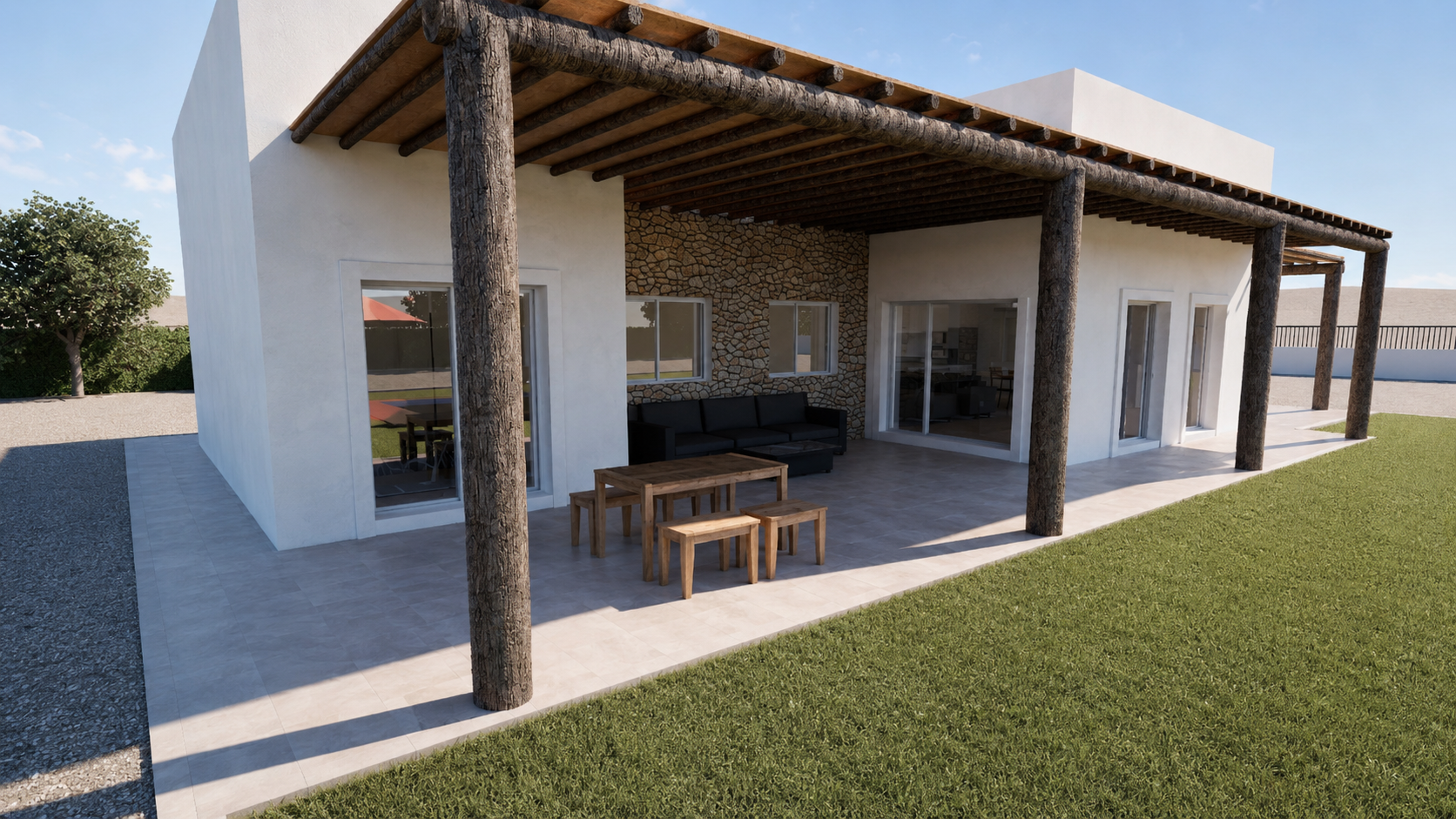 Vista del porche exterior de la vivienda unifamiliar